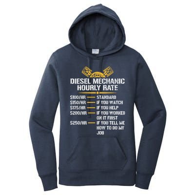 Mechanic Hourly Rate Funny Diesel Mechanic Gift Women's Pullover Hoodie