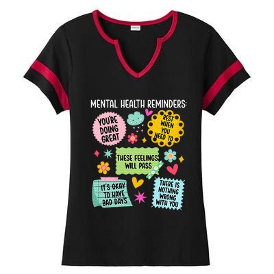 Mental Health Reminders Mental Health Awareness Month Ladies Halftime Notch Neck Tee