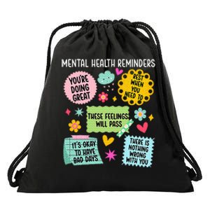 Mental Health Reminders Mental Health Awareness Month Drawstring Bag