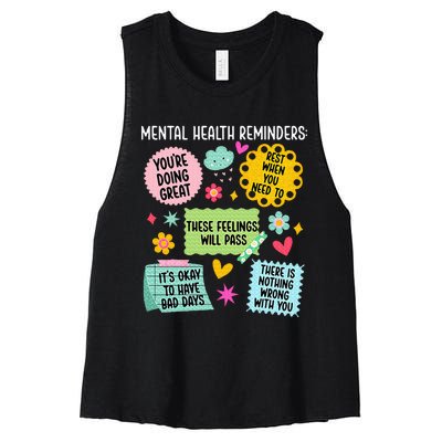 Mental Health Reminders Mental Health Awareness Month Women's Racerback Cropped Tank