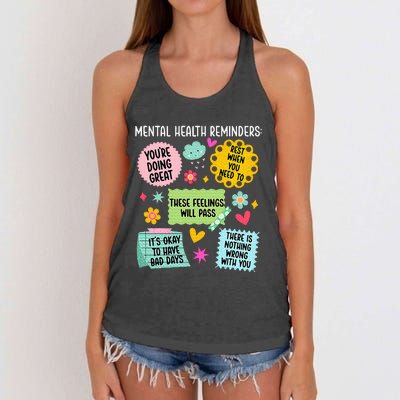 Mental Health Reminders Mental Health Awareness Month Women's Knotted Racerback Tank