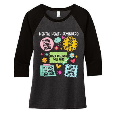 Mental Health Reminders Mental Health Awareness Month Women's Tri-Blend 3/4-Sleeve Raglan Shirt