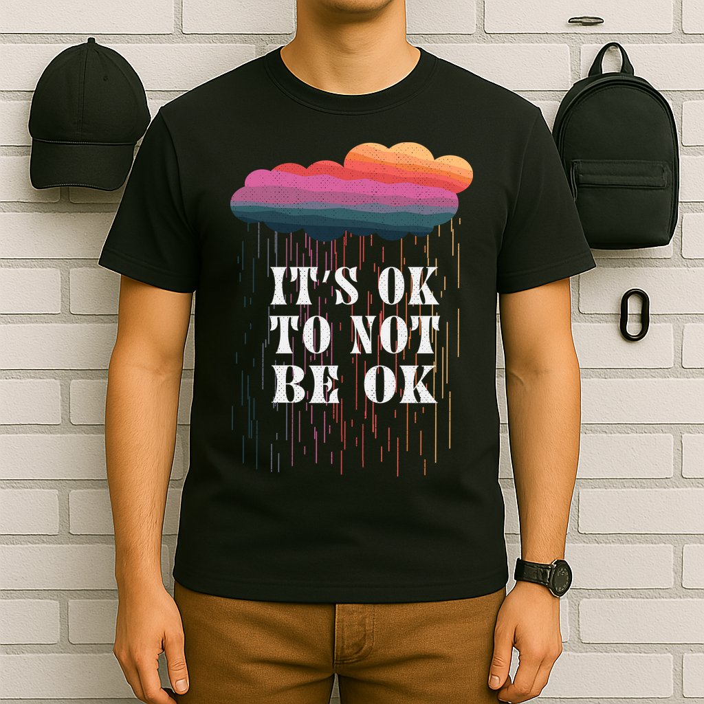Mental Health Rain It's OKAY To Not Be Ok T-Shirt