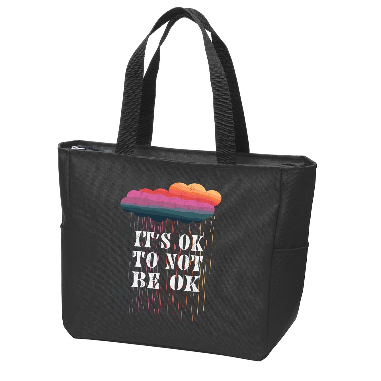 Mental Health Rain It's OKAY To Not Be Ok Zip Tote Bag