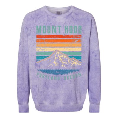 Mt Hood Retro Mount Hood Portland Oregon Colorblast Crewneck Sweatshirt