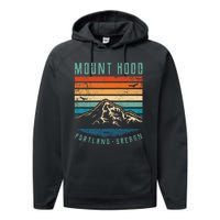 Mt Hood Retro Mount Hood Portland Oregon Performance Fleece Hoodie