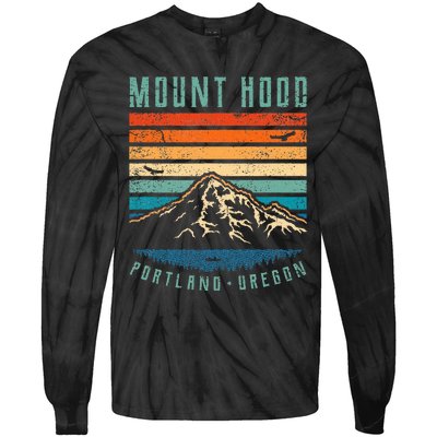 Mt Hood Retro Mount Hood Portland Oregon Tie-Dye Long Sleeve Shirt