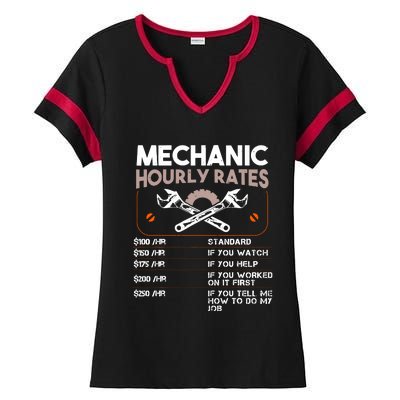 Mechanic Hourly Rate Gift For Funny Labor Rates Ladies Halftime Notch Neck Tee