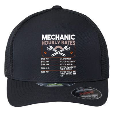 Mechanic Hourly Rate Gift For Funny Labor Rates Flexfit Unipanel Trucker Cap