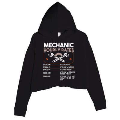 Mechanic Hourly Rate Gift For Funny Labor Rates Crop Fleece Hoodie