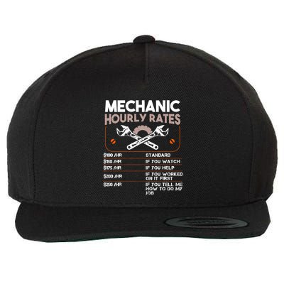 Mechanic Hourly Rate Gift For Funny Labor Rates Wool Snapback Cap