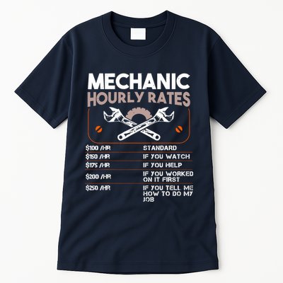 Mechanic Hourly Rate Gift For Funny Labor Rates Tall T-Shirt