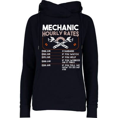Mechanic Hourly Rate Gift For Funny Labor Rates Womens Funnel Neck Pullover Hood