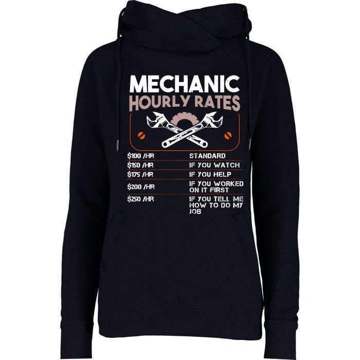 Mechanic Hourly Rate Gift For Funny Labor Rates Womens Funnel Neck Pullover Hood