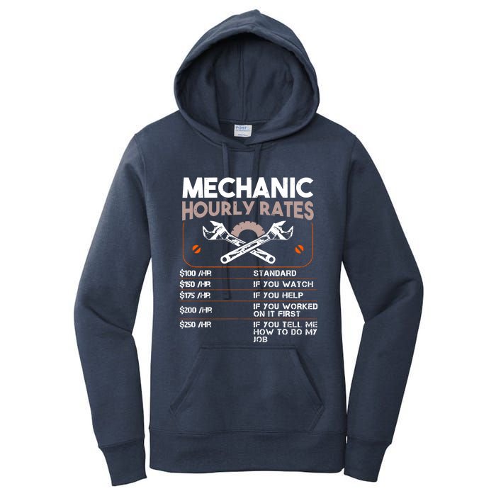 Mechanic Hourly Rate Gift For Funny Labor Rates Women's Pullover Hoodie