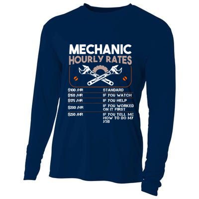 Mechanic Hourly Rate Gift For Funny Labor Rates Cooling Performance Long Sleeve Crew