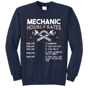 Mechanic Hourly Rate Gift For Funny Labor Rates Tall Sweatshirt