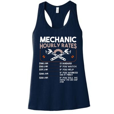 Mechanic Hourly Rate Gift For Funny Labor Rates Women's Racerback Tank