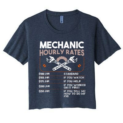 Mechanic Hourly Rate Gift For Funny Labor Rates Women's Crop Top Tee