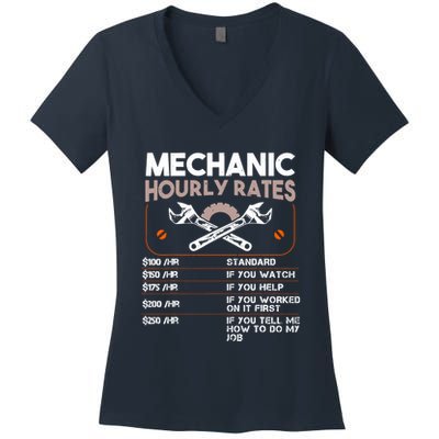 Mechanic Hourly Rate Gift For Funny Labor Rates Women's V-Neck T-Shirt