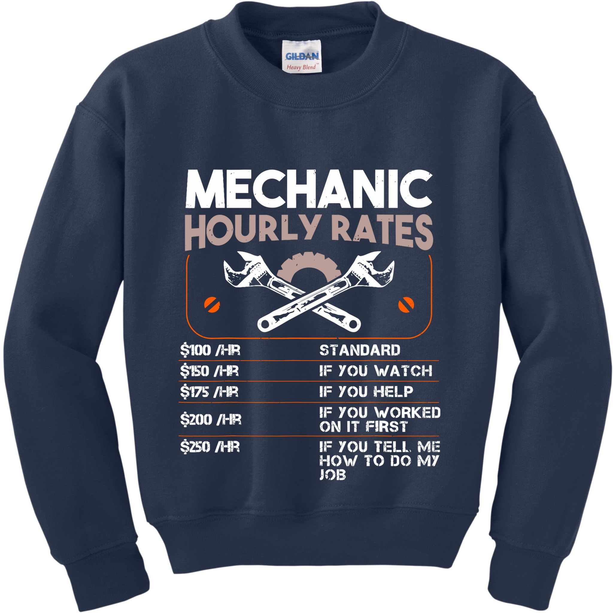 Mechanic Hourly Rate Gift For Funny Labor Rates Kids Sweatshirt