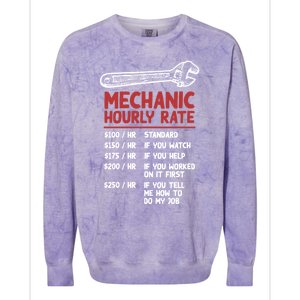 Mechanic Hourly Rate Funny Car Motorcycle Labor Gift Meaningful Gift Colorblast Crewneck Sweatshirt