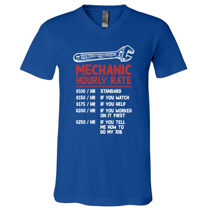 Mechanic Hourly Rate Funny Car Motorcycle Labor Gift Meaningful Gift V-Neck T-Shirt