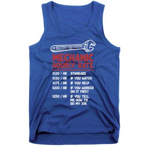 Mechanic Hourly Rate Funny Car Motorcycle Labor Gift Meaningful Gift Tank Top