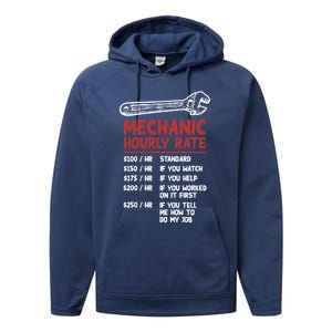 Mechanic Hourly Rate Funny Car Motorcycle Labor Gift Meaningful Gift Performance Fleece Hoodie