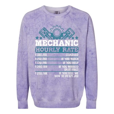 Mechanic Hourly Rate | Auto Mechanic Gifts Colorblast Crewneck Sweatshirt