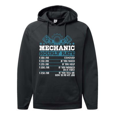 Mechanic Hourly Rate | Auto Mechanic Gifts Performance Fleece Hoodie