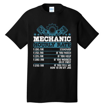 Mechanic Hourly Rate | Auto Mechanic Gifts Tall T-Shirt