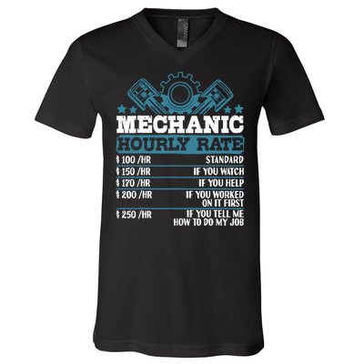 Mechanic Hourly Rate | Auto Mechanic Gifts V-Neck T-Shirt