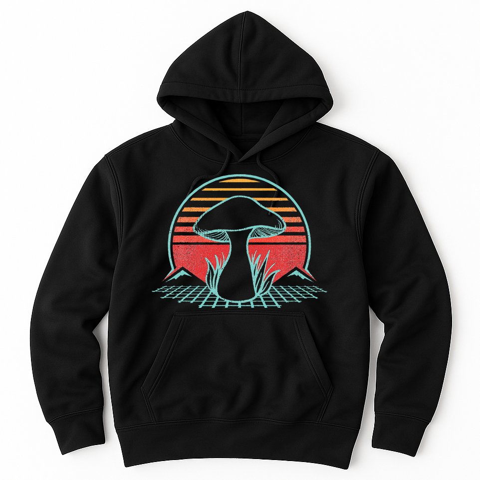 Mushroom Hunter Retro 80s Style Fungi Mycology Lover Gift Hoodie