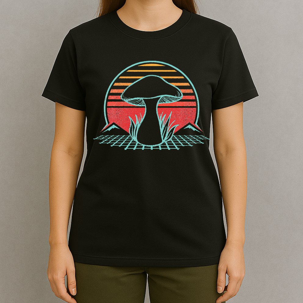 Mushroom Hunter Retro 80s Style Fungi Mycology Lover Gift T-Shirt