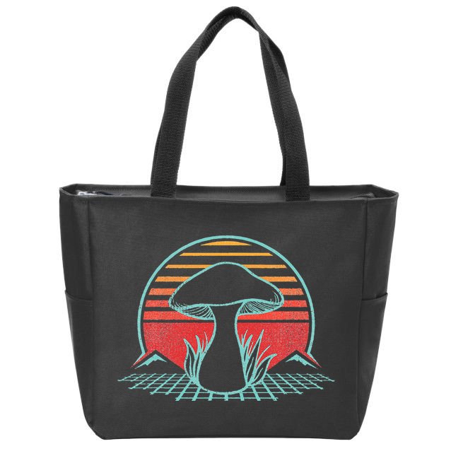 Mushroom Hunter Retro 80s Style Fungi Mycology Lover Gift Zip Tote Bag