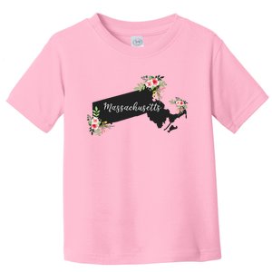 Massachusetts Home State Watercolor Flower Ma Toddler T-Shirt