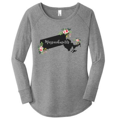 Massachusetts Home State Watercolor Flower Ma Women's Perfect Tri Tunic Long Sleeve Shirt