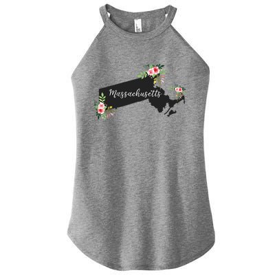 Massachusetts Home State Watercolor Flower Ma Women's Perfect Tri Rocker Tank