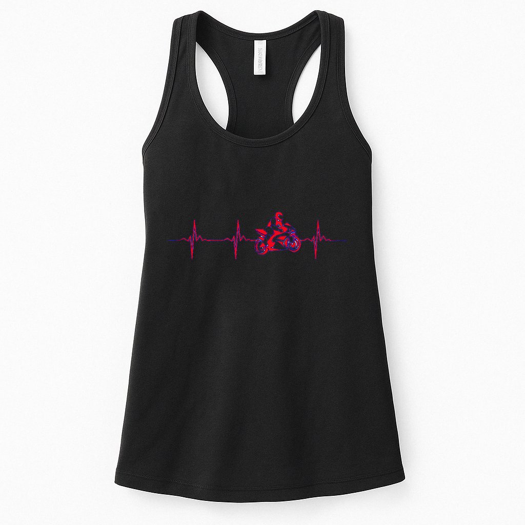 Motorcycle Heartbeat Sportbike Crotch Rocket Womens Tank Top