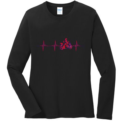 Motorcycle Heartbeat Sportbike Crotch Rocket Ladies Long Sleeve Shirt