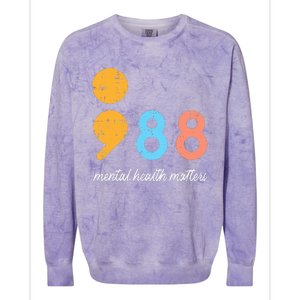 Mental Health Semicolon 98 Depression Awareness Colorblast Crewneck Sweatshirt