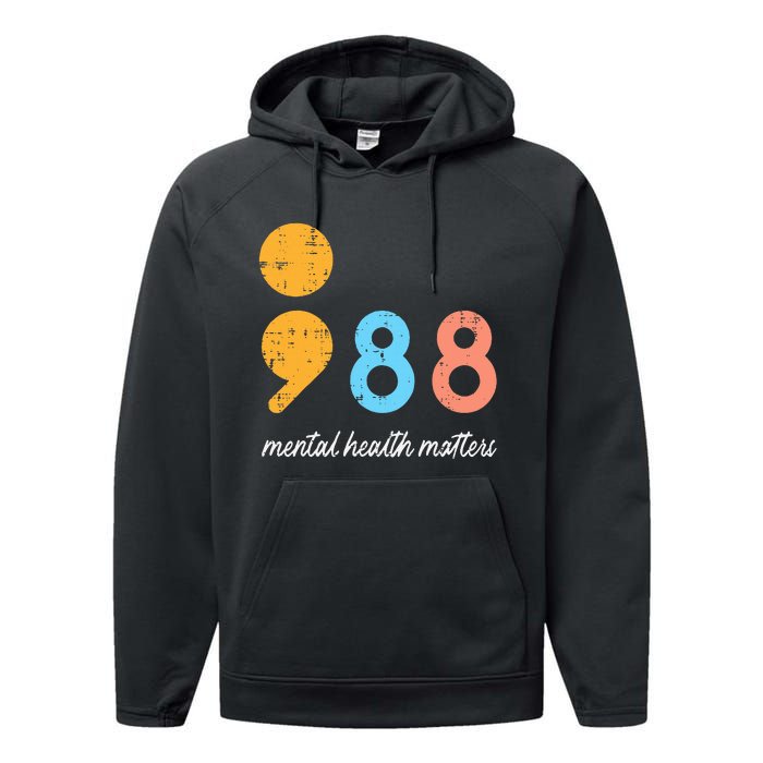 Mental Health Semicolon 98 Depression Awareness Performance Fleece Hoodie