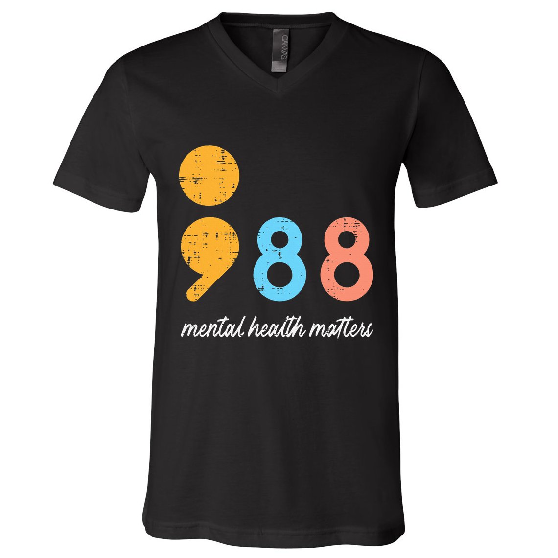 Mental Health Semicolon 98 Depression Awareness V-Neck T-Shirt