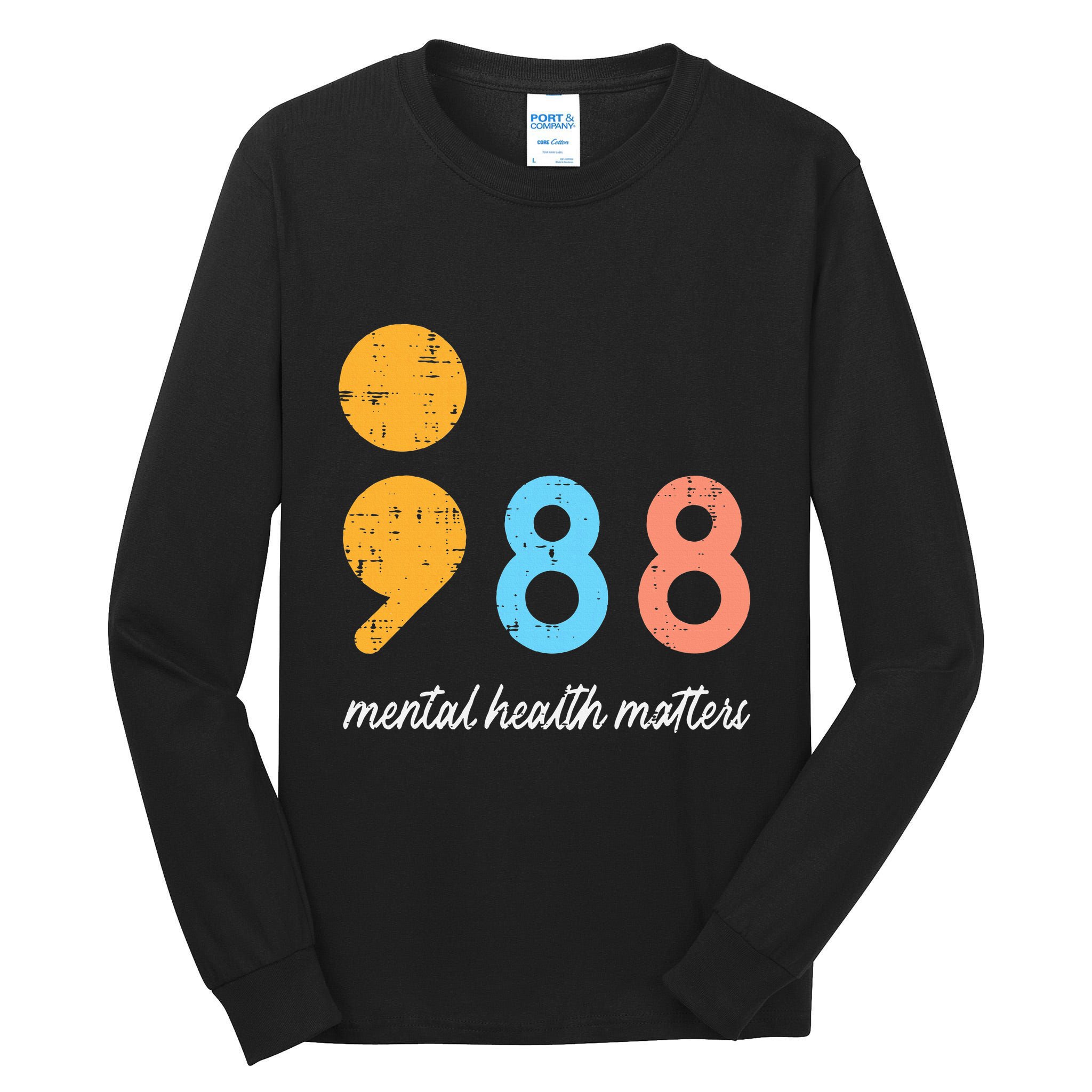 Mental Health Semicolon 98 Depression Awareness Tall Long Sleeve T-Shirt