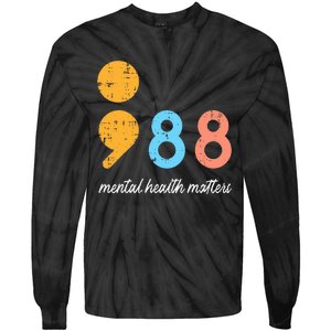 Mental Health Semicolon 98 Depression Awareness Tie-Dye Long Sleeve Shirt