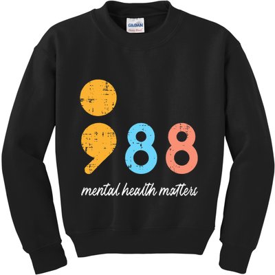 Mental Health Semicolon 98 Depression Awareness Kids Sweatshirt