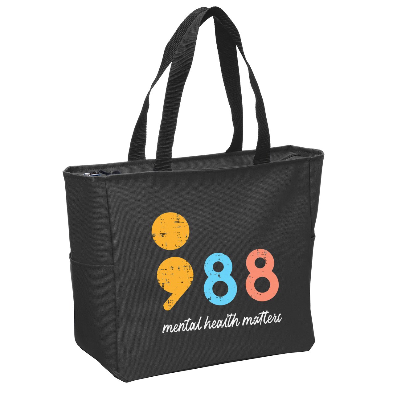 Mental Health Semicolon 98 Depression Awareness Zip Tote Bag