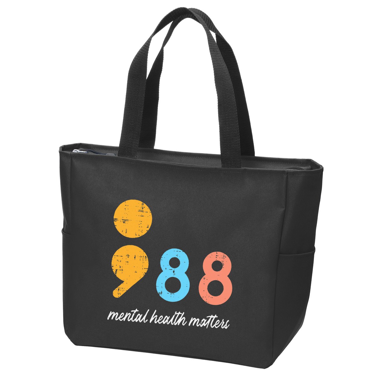 Mental Health Semicolon 98 Depression Awareness Zip Tote Bag