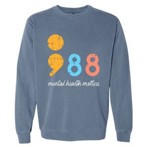 Mental Health Semicolon 98 Depression Awareness Garment-Dyed Sweatshirt